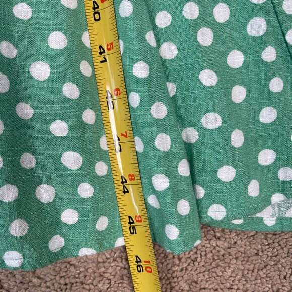 Loft Linen Dress Womens S Green Sleeveless Polka-dot Sundress Vacation Resort - Picture 7 of 8